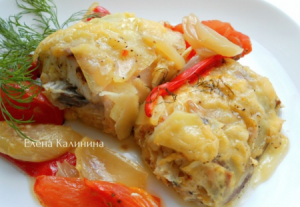 Кинг клип в картофельной «чешуе» с овощами