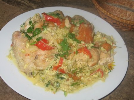Летнее овощное рагу с курицей