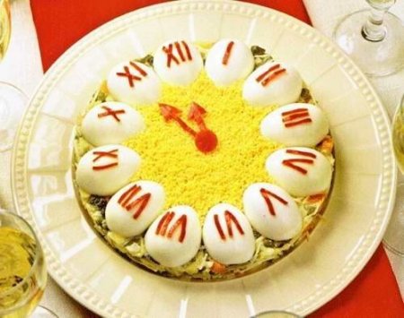 Новогодний салат «часики»