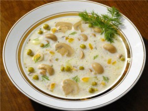 Рецепт сырного супа-жульена с курицей и шампиньонами