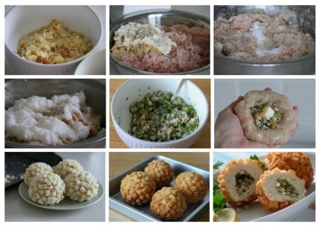 Котлетки-оладушки с крабовым мясом и семгой