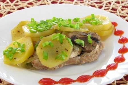 Свинина, запеченная с ананасами и сыром