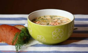 Уха из красной рыбы со сливками